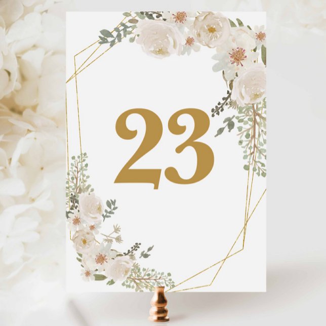 Tarjeta De Mesa Elegant White Ivory Floral Wedding Birthday Bridal (Subido por el creador)