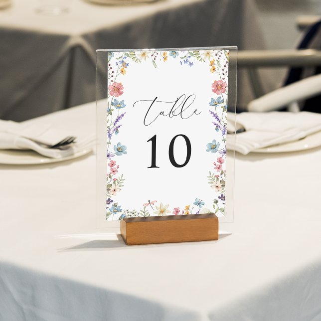 Tarjeta De Mesa Elegant Wildflower Bloom Script Wedding (Subido por el creador)