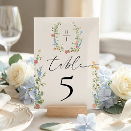 Tarjeta De Mesa Elegant Wildflower Wedding Reception