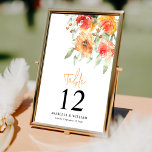 Tarjeta De Mesa Elegante acuarela Apricot Floral<br><div class="desc">Estas elegantes tarjetas numéricas cuentan con una delicada flor de acuarela y follaje en tonos de albaricoque y melocotón. Que estos hermosos colores marquen el tono para una celebración mágica,  capturada para apreciar para siempre.</div>