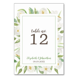 Tarjeta De Mesa Elegante acuarela Blanco Floral Acogida para la bo