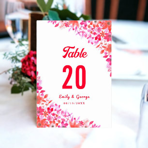 Tarjeta De Mesa Elegante acuarela Boda de floral húmedo botánico