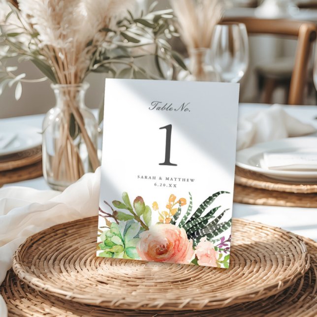 Tarjeta De Mesa Elegante acuarela exitosa | BODA (Subido por el creador)
