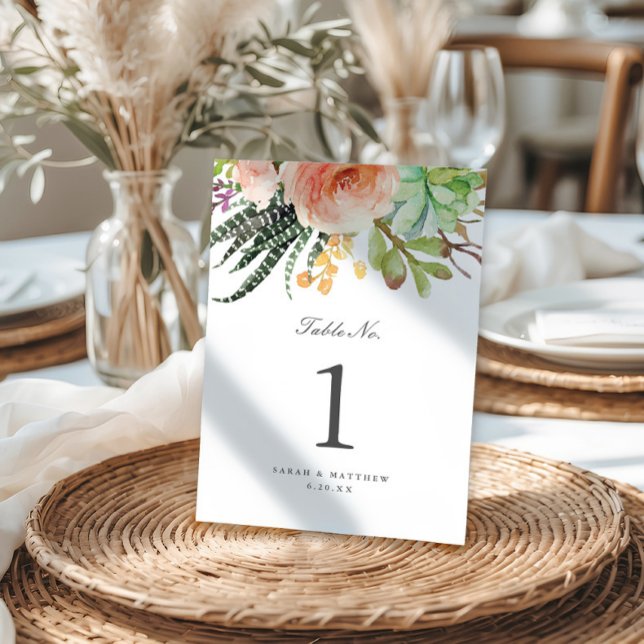 Tarjeta De Mesa Elegante acuarela exitosa | BODA (Subido por el creador)