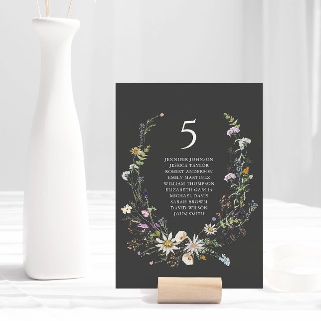 Tarjeta De Mesa Elegante acuarela Flor de flores naturales Boda ne (Subido por el creador)