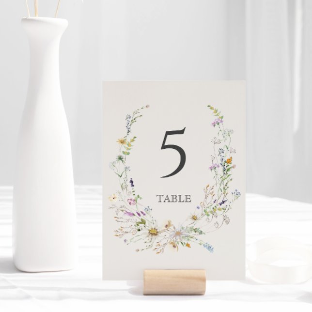 Tarjeta De Mesa Elegante acuarela flor de flores silvestres Boda b (Subido por el creador)