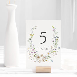 Tarjeta De Mesa Elegante acuarela Flor salvaje Boda blanco