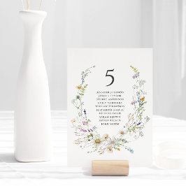 Tarjeta De Mesa Elegante acuarela Flor salvaje Boda blanco