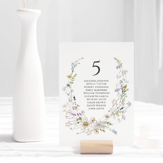 Tarjeta De Mesa Elegante acuarela Flor salvaje Boda blanco (Subido por el creador)