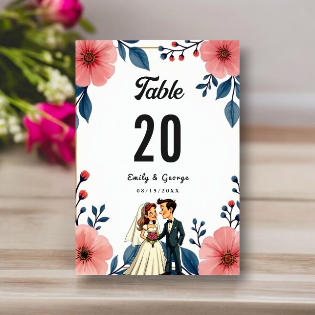 Tarjeta De Mesa Elegante acuarela Floral Bride Groom Boda de Moda (Subido por el creador)