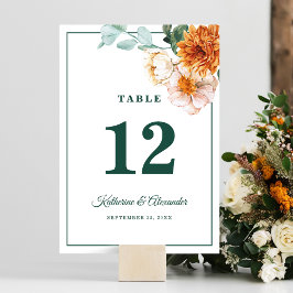 Tarjeta De Mesa Elegante acuarela Floral Esmeralda Verde Boda