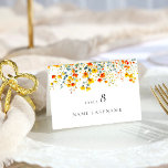 Tarjeta De Mesa Elegante acuarela Flores salvajes Boda floral<br><div class="desc">Estiloso editable fácil de usar plantillas de boda, más artículos (invitaciones, rsvp, tarjetas de agradecimiento, papelería y decoración) con el mismo diseño están disponibles en la tienda. Para una mayor personalización, haga clic en "Personalizar esta plantilla" y, a continuación, en "Editar usando la herramienta de diseño". Elegante Tarjeta RSVP de...</div>