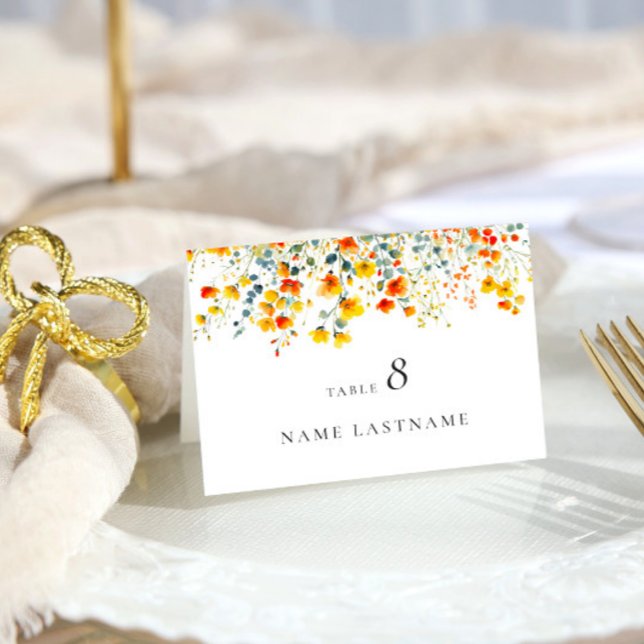 Tarjeta De Mesa Elegante acuarela Flores salvajes Boda floral (Subido por el creador)