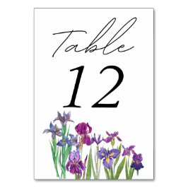 Tarjeta De Mesa Elegante acuarela guión de flores de Iris