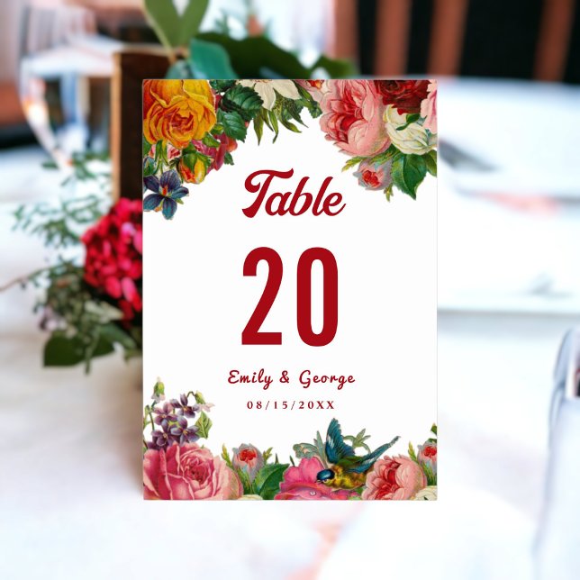 Tarjeta De Mesa Elegante acuarela Jardín Botánico Boda Floral (Subido por el creador)