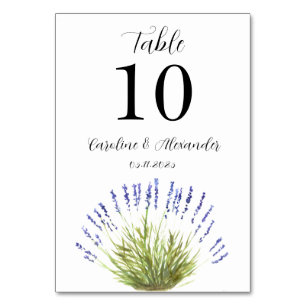 Tarjeta De Mesa Elegante acuarela Lavender Herbs florales Boda T