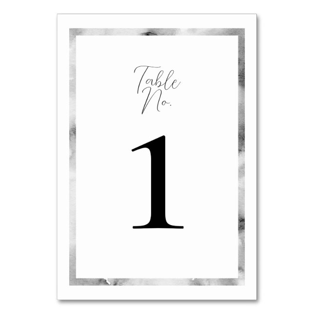 Tarjeta De Mesa Elegante acuarela Marble Bliss Boda (Anverso)