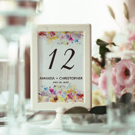 Tarjeta De Mesa Elegante acuarela Pastel Floral