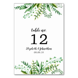 Tarjeta De Mesa Elegante acuarela Recepción de Boda Botánica