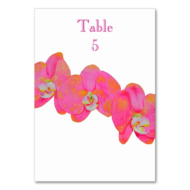 Tarjeta De Mesa Elegante acuarela rosa Orquídea (Anverso)