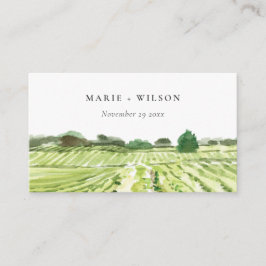 Tarjeta De Mesa Elegante acuarela Verde Boda de viñedos