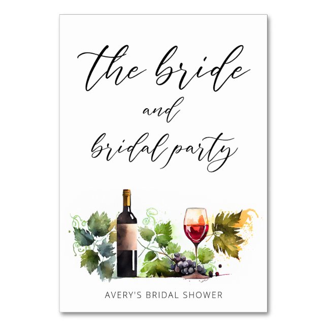 Tarjeta De Mesa Elegante acuarela Vineyard guión moderno (Anverso)