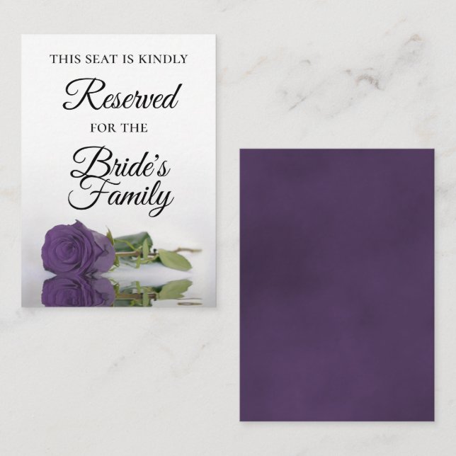 Tarjeta De Mesa Elegante Ametist Rosa Boda Púrpura Reservado (Anverso / Reverso)