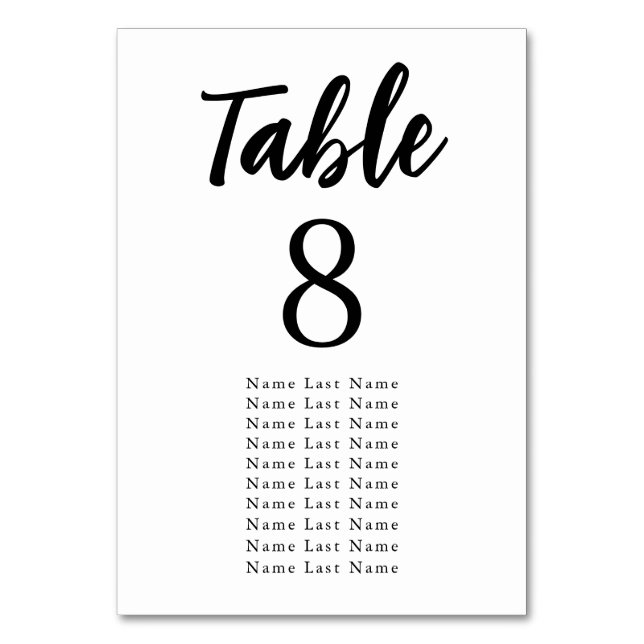 Tarjeta De Mesa Elegante asiento Minimalista blanco negro (Anverso)