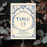 Tarjeta De Mesa Elegante azul vintage Mystical Tarot Boda<br><div class="desc">Elegante y moderno diseño boda inspirado en una carta de tarot. Los elementos se imprimen exactamente como aparecen en la pantalla cuando se agregan al carrito,  por lo que se personalizan y agregan cada número de tabla que se necesita y se añaden a su carrito individualmente.</div>