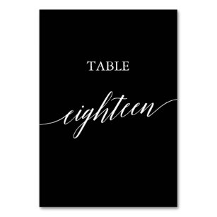 Tarjeta De Mesa Elegante blanco en la tabla de caligrafía negra Di