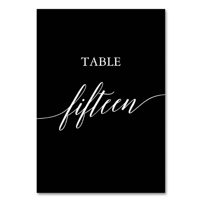 Tarjeta De Mesa Elegante blanco en la tabla de caligrafía negra Qu (Anverso)
