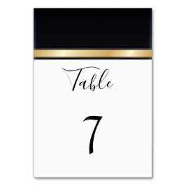 Tarjeta De Mesa Elegante blanco negro y boda dorado