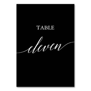 Tarjeta De Mesa Elegante blanco sobre caligrafía negra Mesa Eleven
