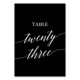 Tarjeta De Mesa Elegante blanco sobre caligrafía negra Tabla 23