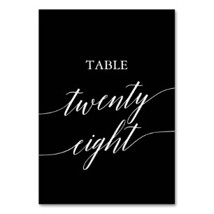 Tarjeta De Mesa Elegante blanco sobre caligrafía negra Tabla 28