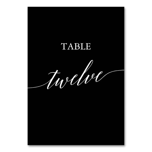 Tarjeta De Mesa Elegante blanco sobre la mesa de caligrafía negra  (Anverso)
