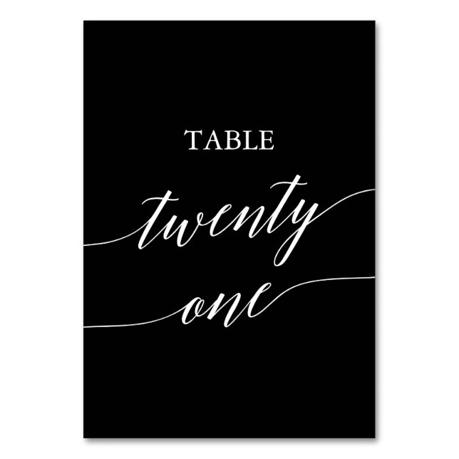 Tarjeta De Mesa Elegante blanco sobre la mesa negra 21 (Anverso)
