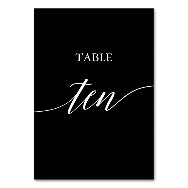 Tarjeta De Mesa Elegante blanco sobre la tabla de caligrafía negra (Anverso)