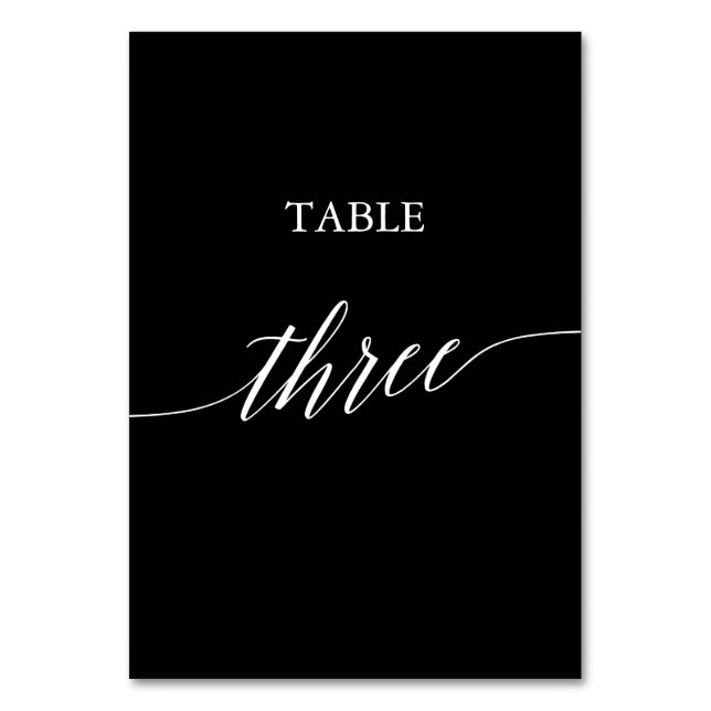 Tarjeta De Mesa Elegante blanco sobre la tabla de caligrafía negra (Anverso)