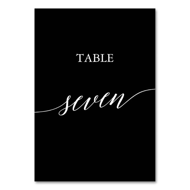 Tarjeta De Mesa Elegante blanco sobre la tabla de caligrafía negra (Anverso)
