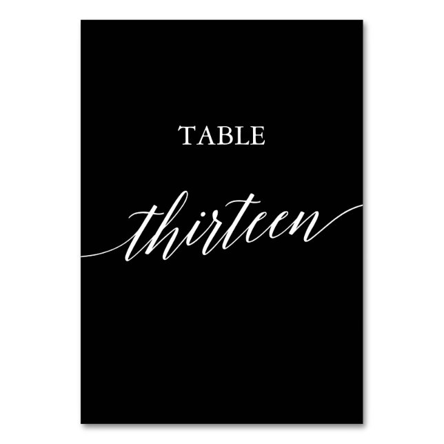 Tarjeta De Mesa Elegante blanco sobre la tabla de caligrafía negra (Anverso)