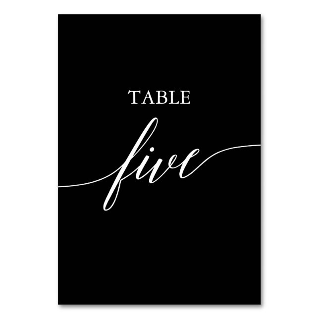 Tarjeta De Mesa Elegante blanco sobre la tabla de caligrafía negra (Anverso)