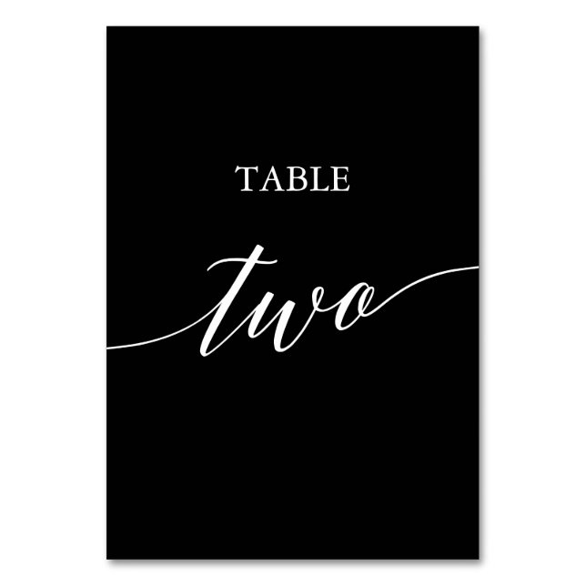 Tarjeta De Mesa Elegante blanco sobre la tabla de caligrafía negra (Anverso)