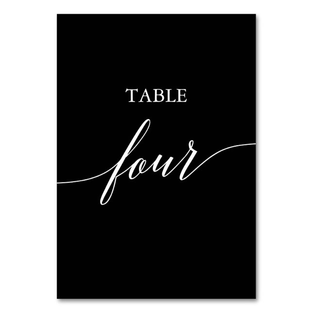 Tarjeta De Mesa Elegante blanco sobre la tabla de caligrafía negra (Anverso)
