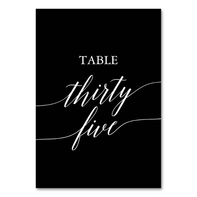 Tarjeta De Mesa Elegante blanco sobre mesa negra número treinta y  (Anverso)