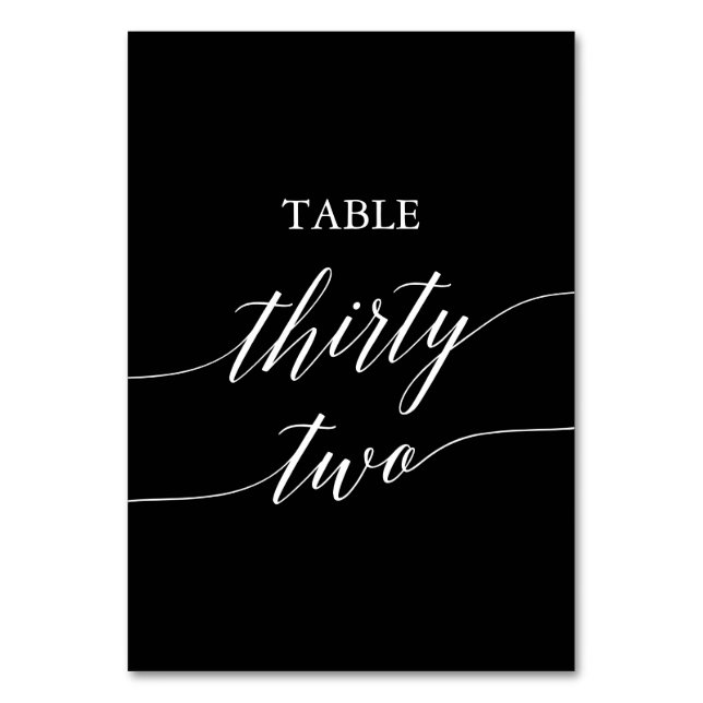 Tarjeta De Mesa Elegante blanco sobre mesa negra número treinta y  (Anverso)
