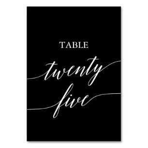 Tarjeta De Mesa Elegante blanco sobre mesa negra Veinticinco