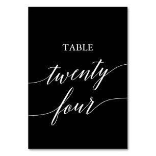 Tarjeta De Mesa Elegante blanco sobre mesa negra Veinticuatro