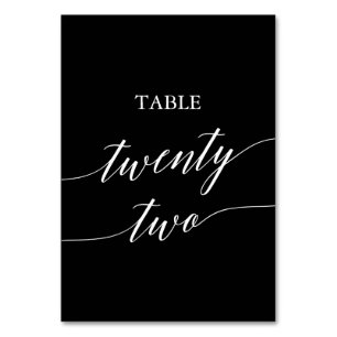 Tarjeta De Mesa Elegante blanco sobre mesa negra Veintidós