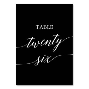 Tarjeta De Mesa Elegante blanco sobre mesa negra veintiséis